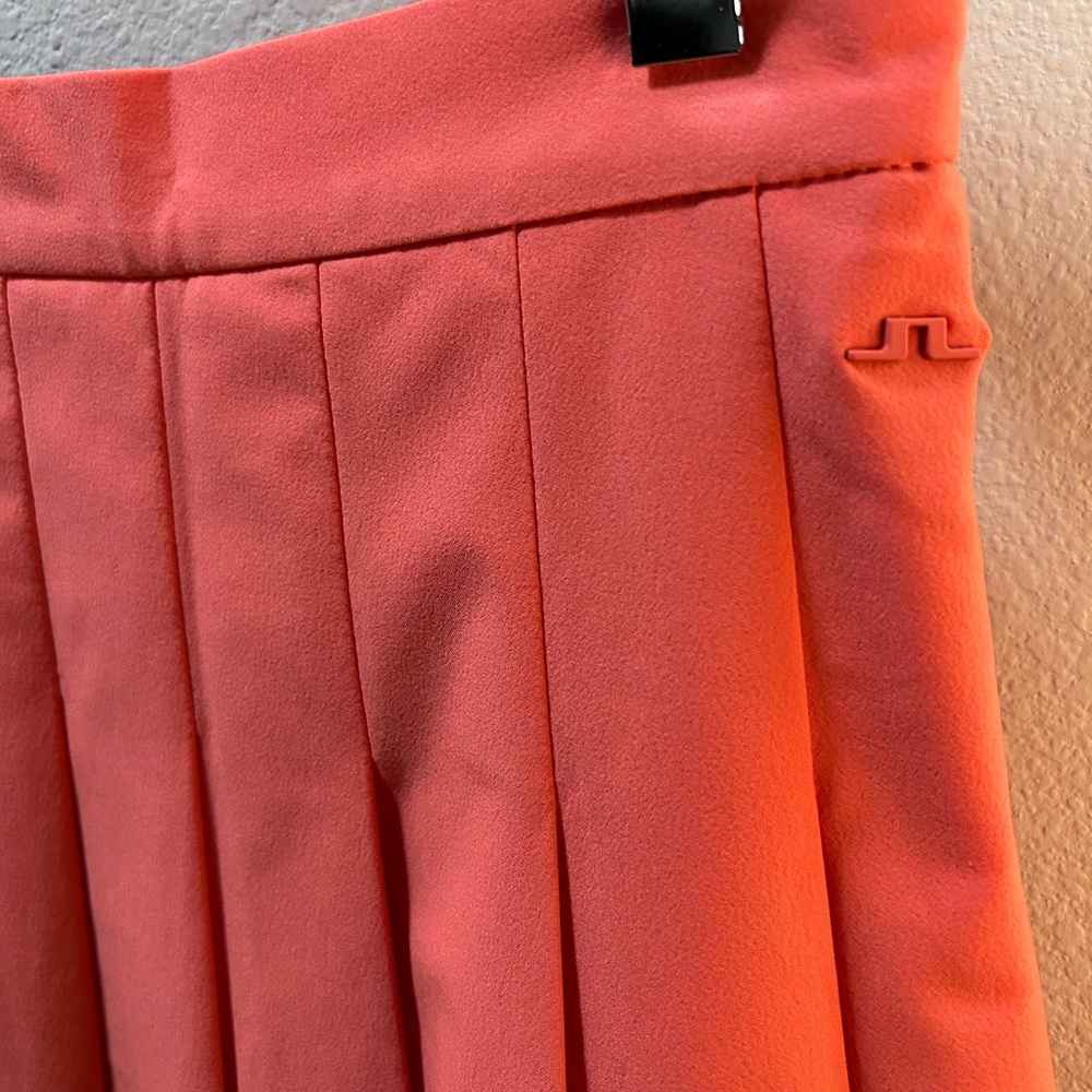 J.Lindeberg Coral-Red Pleated Mini Skirt - Picture 6 of 16